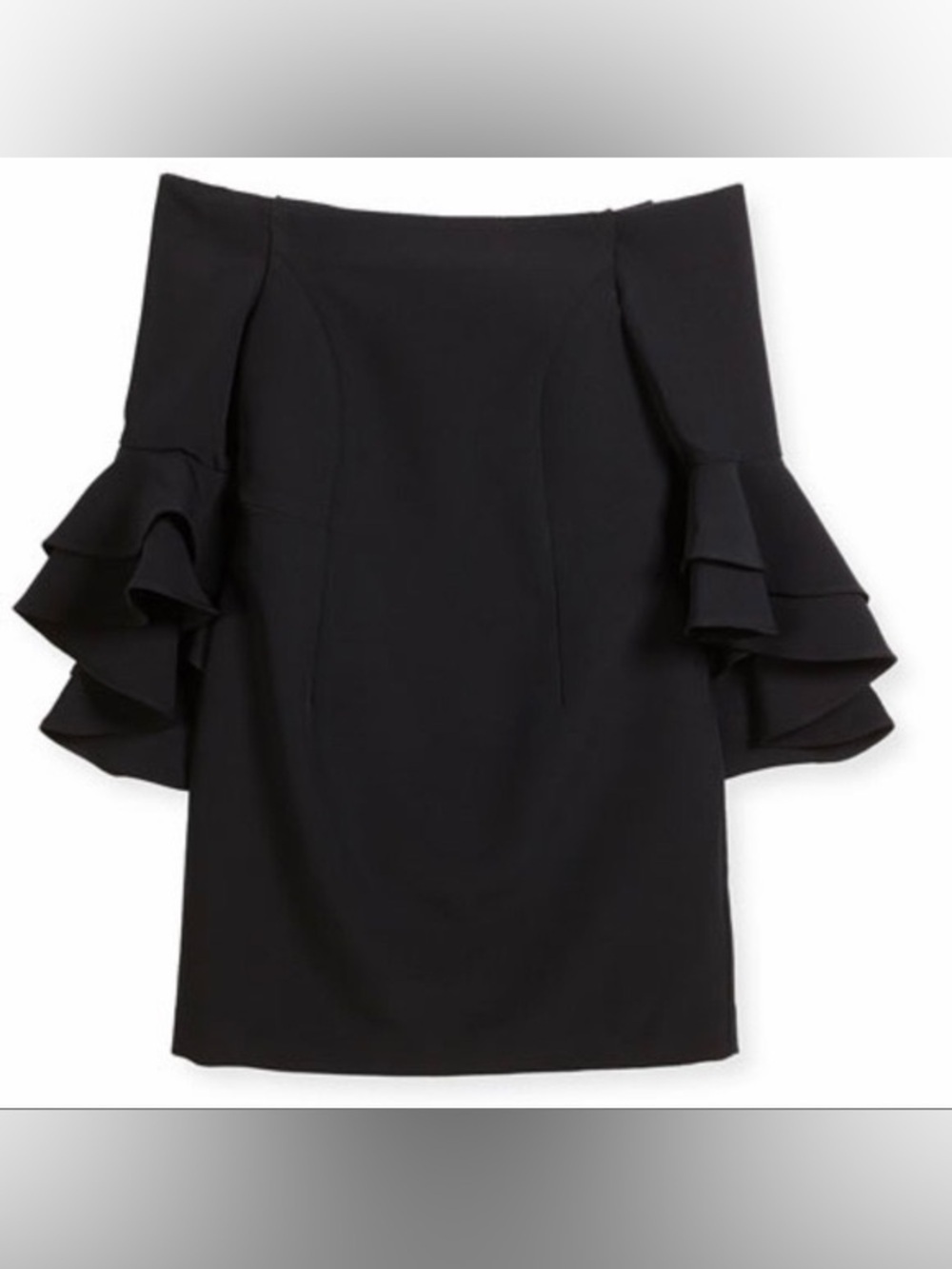 Milly Minis Black Off-Shoulder Ruffle Sleeve Dress